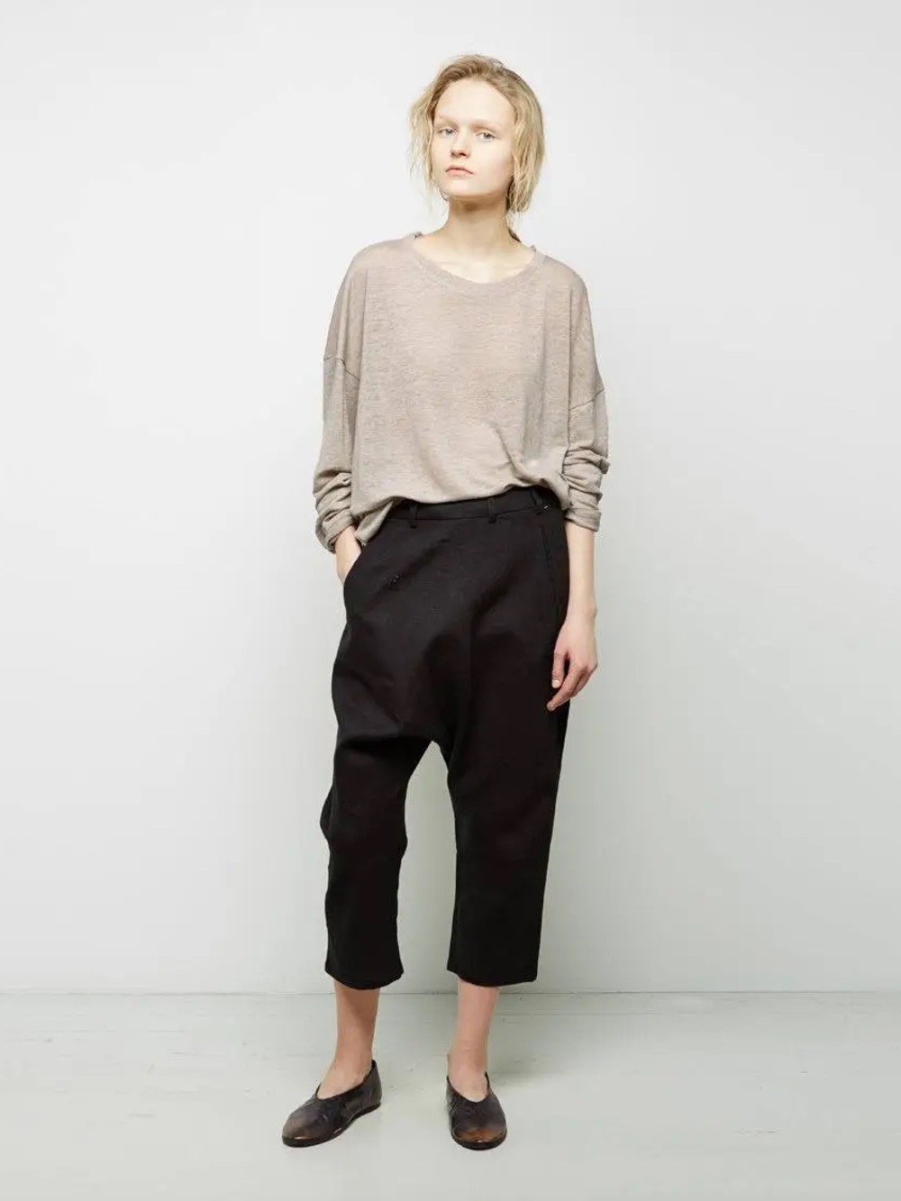 Linen Drop-Crotch Trousers Unisex